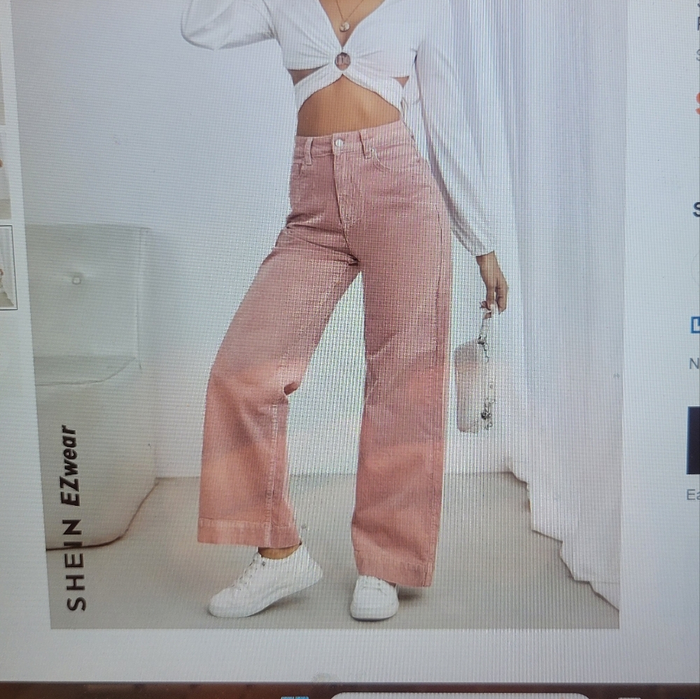 High Waisted Pink Corduroy Wide Leg Pants
